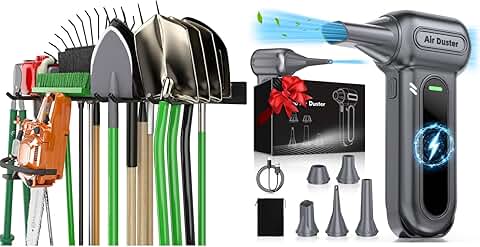 Garage Storage with 4 Hooks and Electric Air Duster