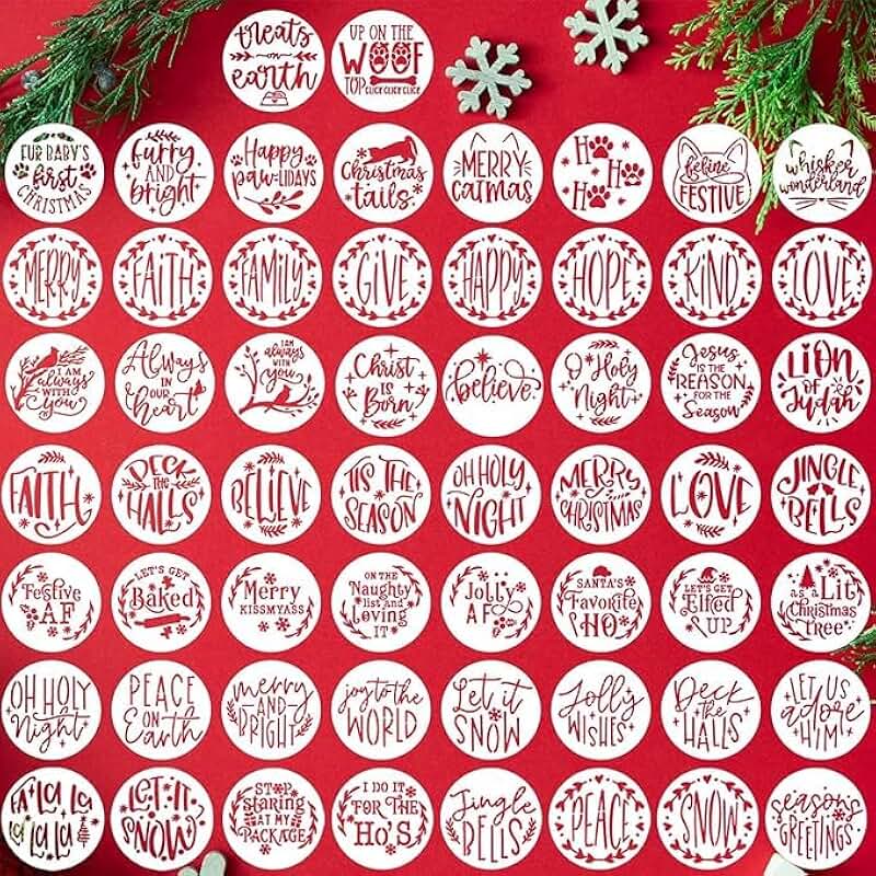 Small Christmas Stencils for Wood Slice Painting