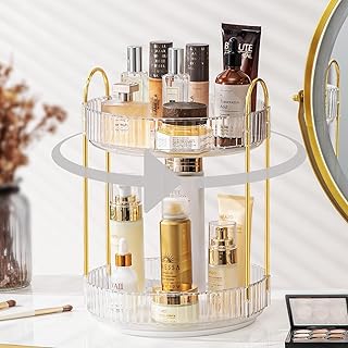 White 2-Tier 360° Rotating Makeup Organizer