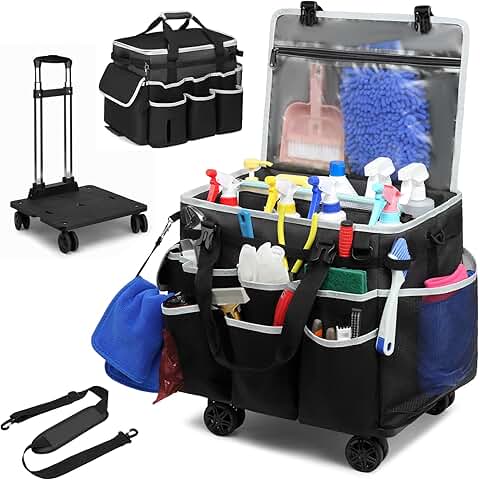 Large Rolling Cleaning Caddy with Detachable Trolley
