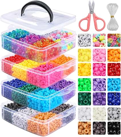 4200 Pony Beads in 27 Colors for Jewelry Making