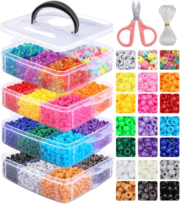 4200 Pony Beads in 27 Colors for Jewelry Making