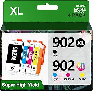 4-Pack Cyan Magenta Yellow Black Ink Cartridges for HP Printers