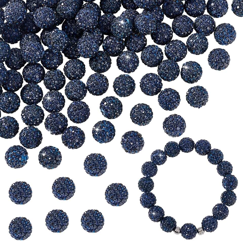 100pcs 12mm Blue Crystal Rhinestone Beads for Jewelry Making