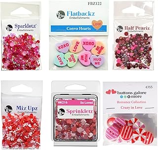 Valentine's Day Craft Embellishment Bundle with Buttons and Pearls