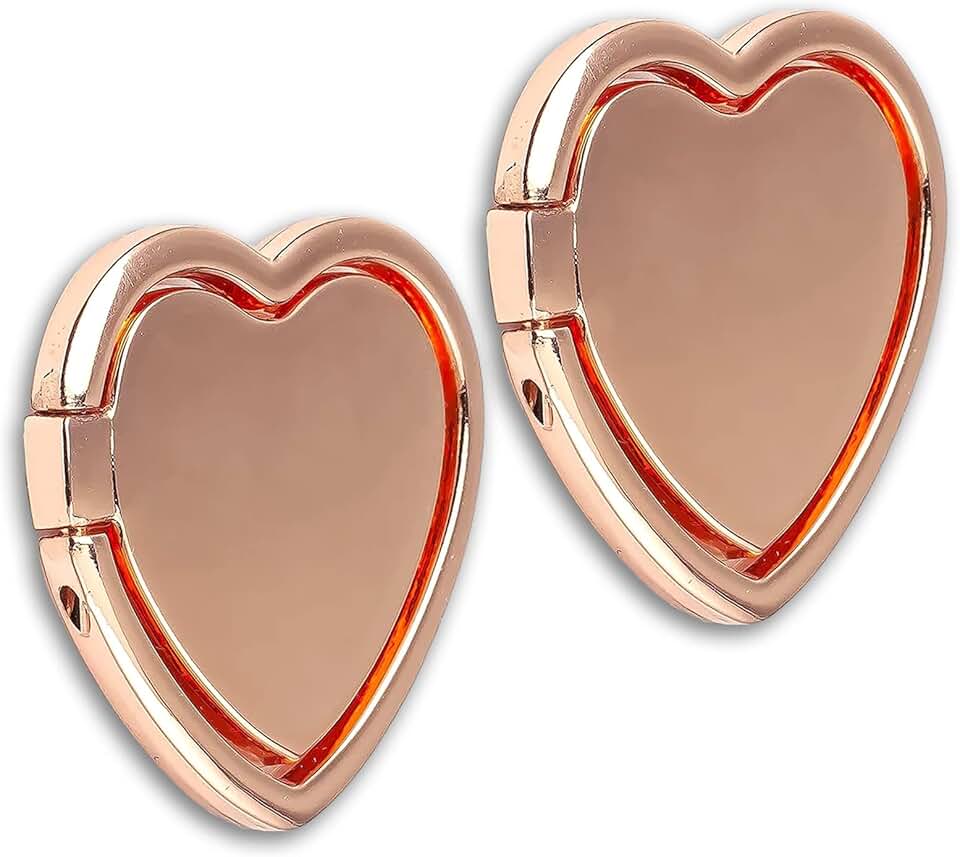 Heart-Shaped Glossy Phone Ring Holder with 360° Rotation