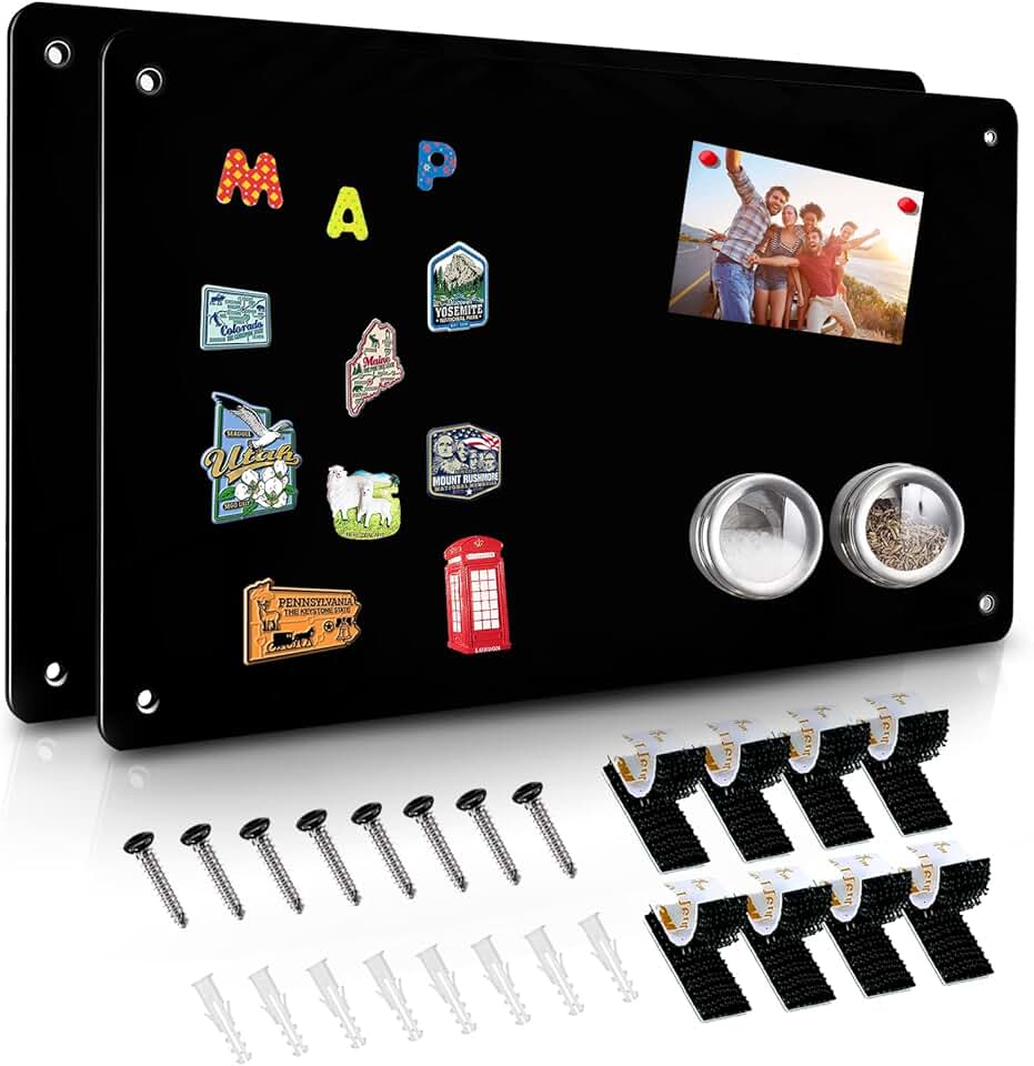 Set of two black magnetic boards, 17.5" x 11.4"
