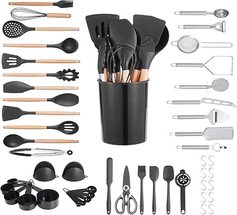50-Piece Silicone Kitchen Utensil Set with Holder