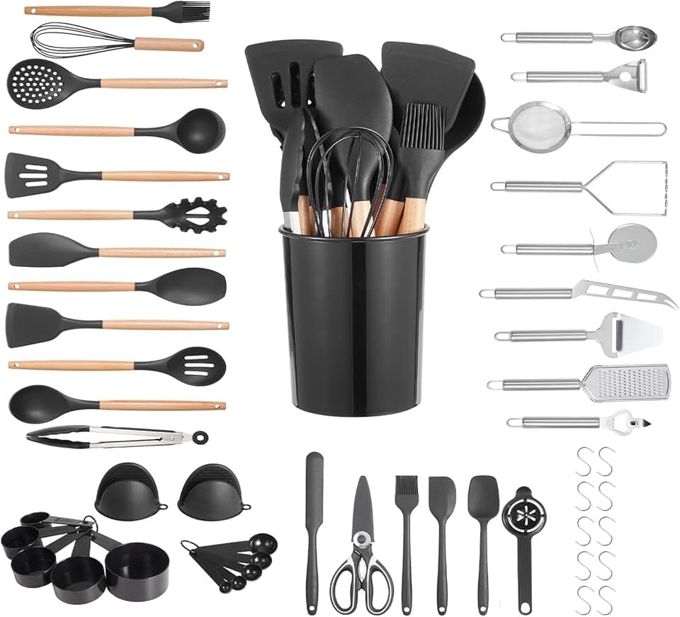 50-Piece Silicone Kitchen Utensil Set with Holder
