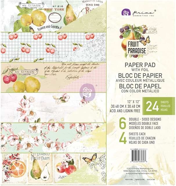 Double-Sided 12x12 Paper Pad with Fruit Paradise Designs