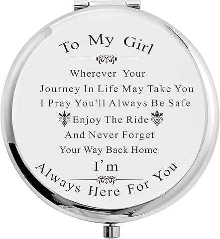 Silver Compact Makeup Mirror for Daughter