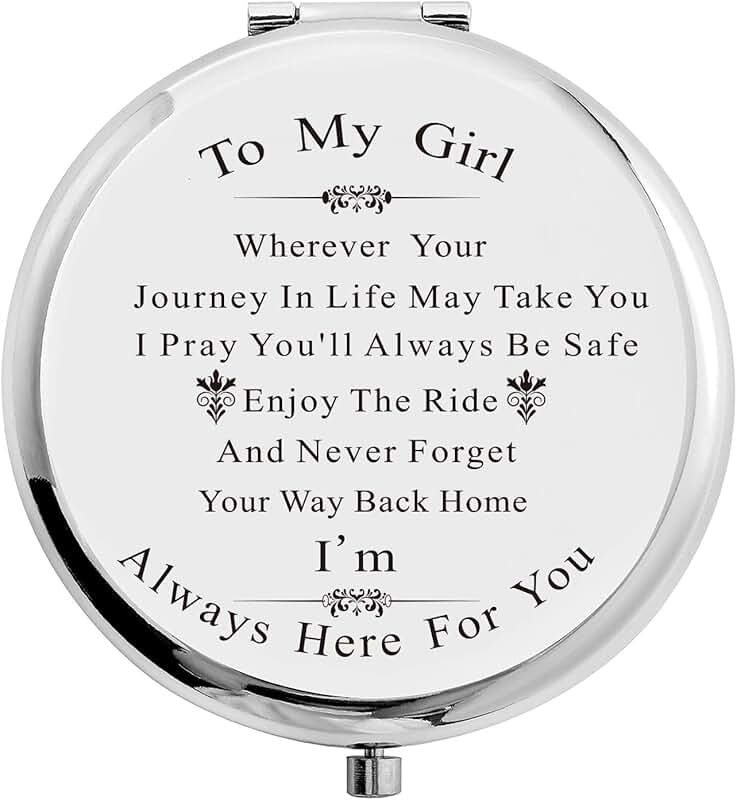 Silver Compact Makeup Mirror for Daughter