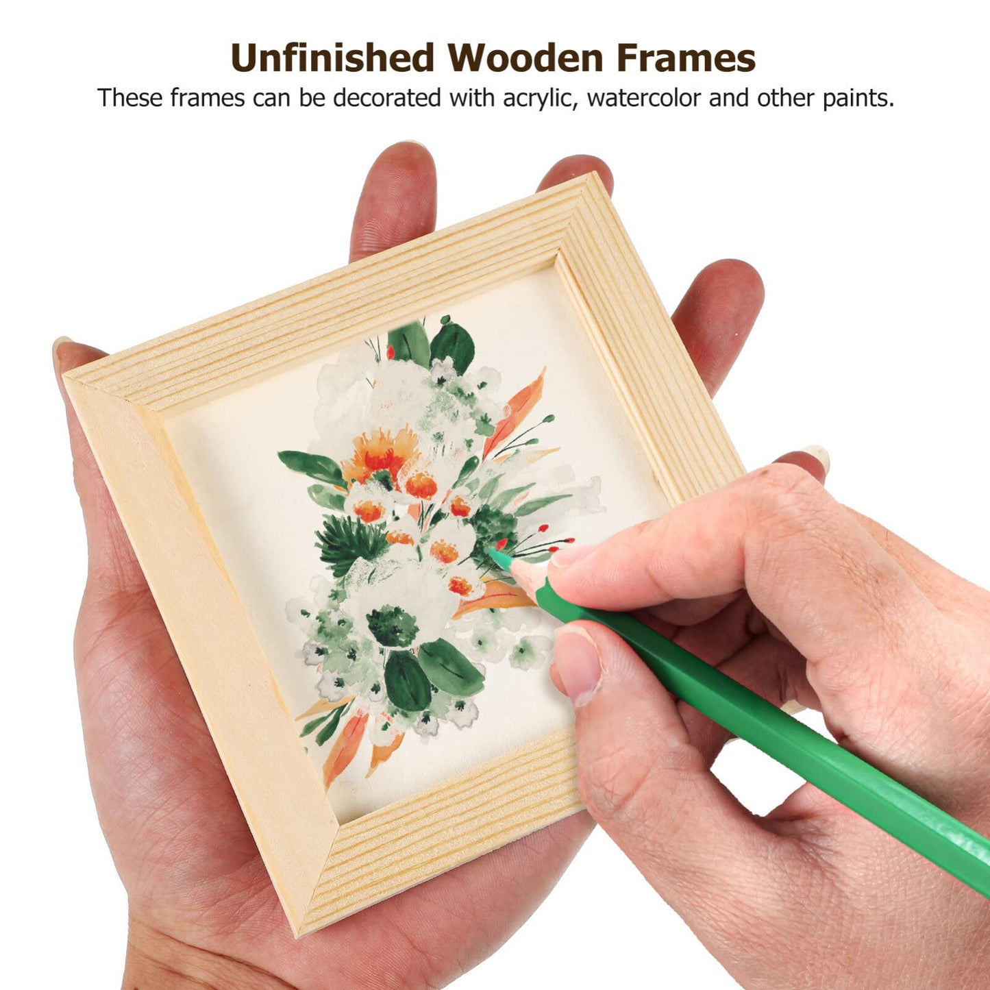 10Pcs Unfinished Wooden Picture Frames 12x12cm