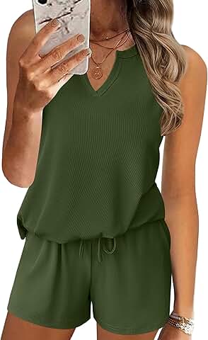 Ribbed Sleeveless Lounge Set with Tank and Shorts