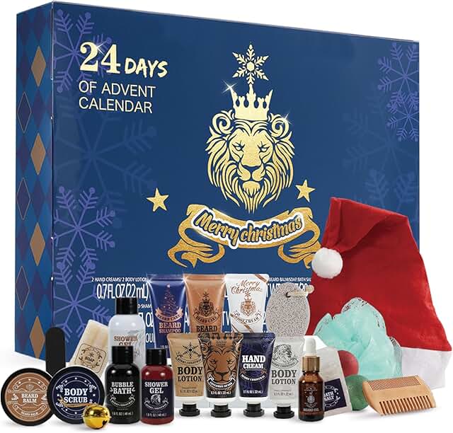 24-Day Men's Skincare and Beard Grooming Calendar for 2025