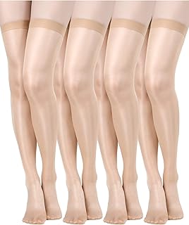 Set of 4 Shiny Sheer Thigh High Stockings for Women