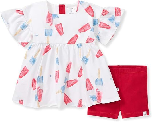 Baby girl top and shorts set in organic cotton