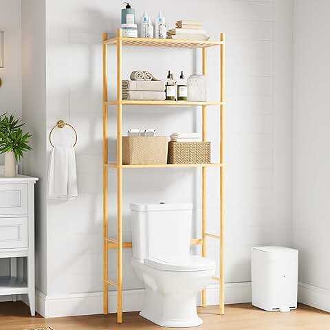 Three-Tier Bamboo Toilet Storage Shelf