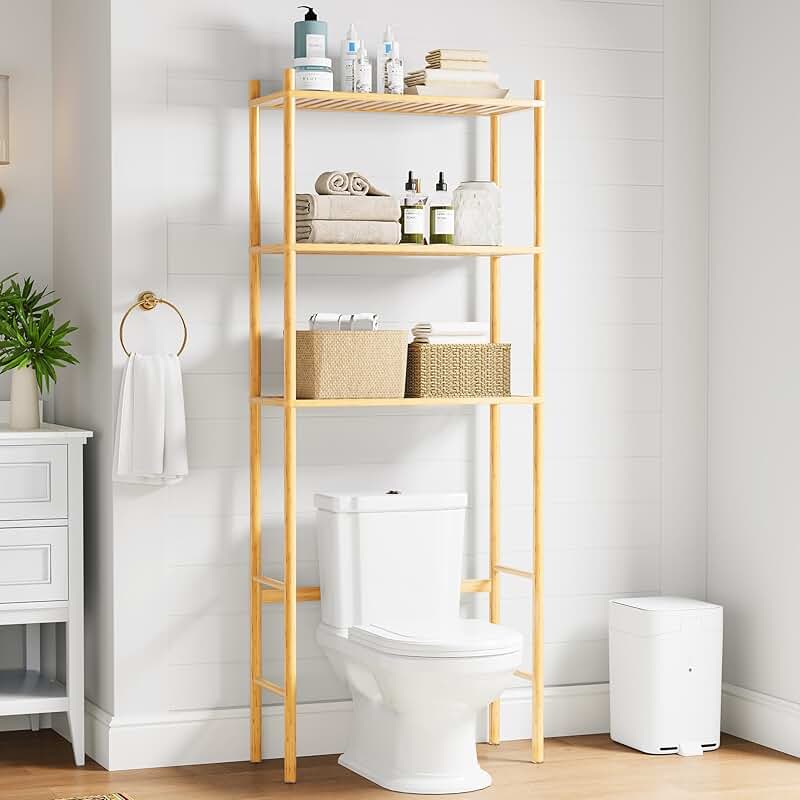 Three-Tier Bamboo Toilet Storage Shelf