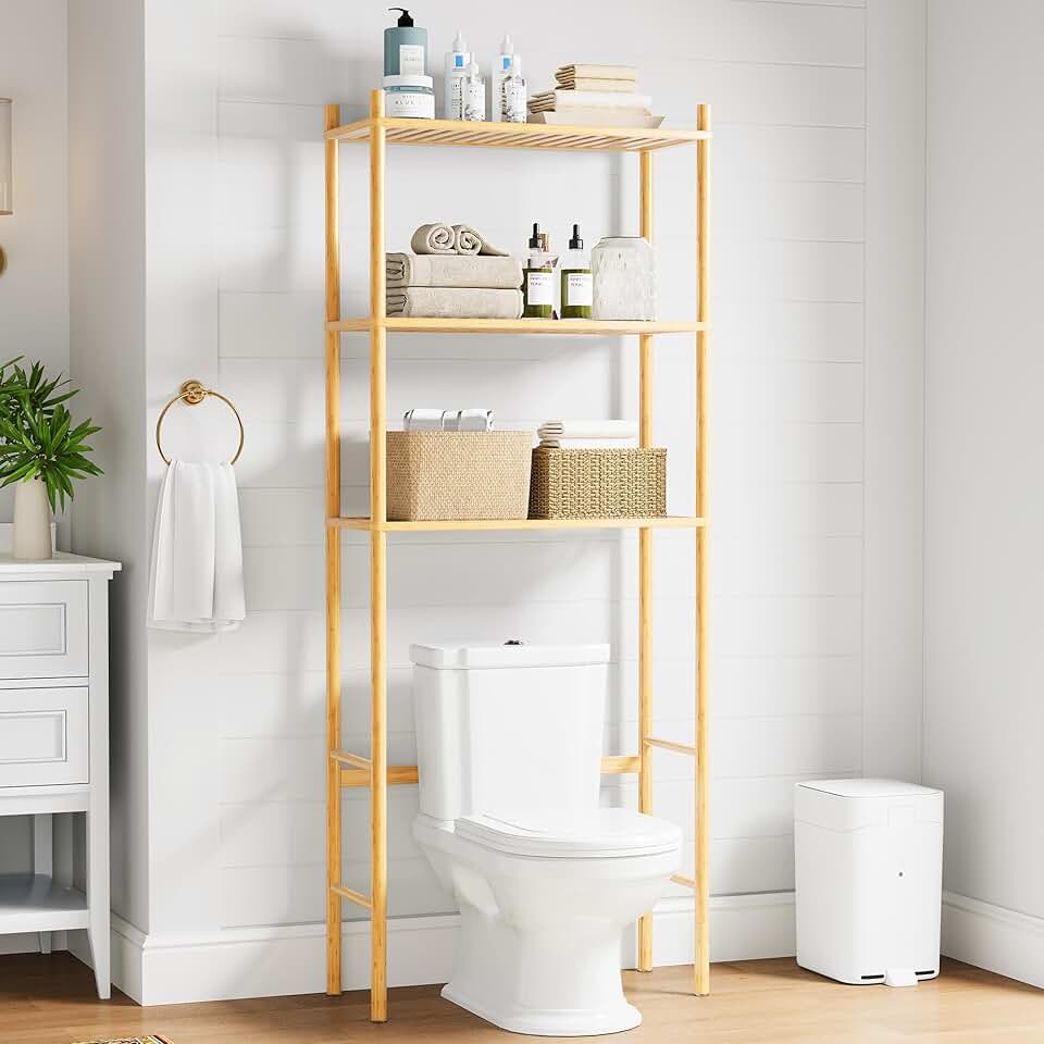 Three-Tier Bamboo Toilet Storage Shelf