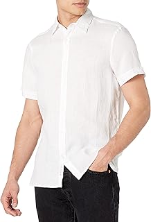 Men's 100% Linen Short Sleeve Button-Down Shirt