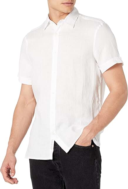 Men's 100% Linen Short Sleeve Button-Down Shirt
