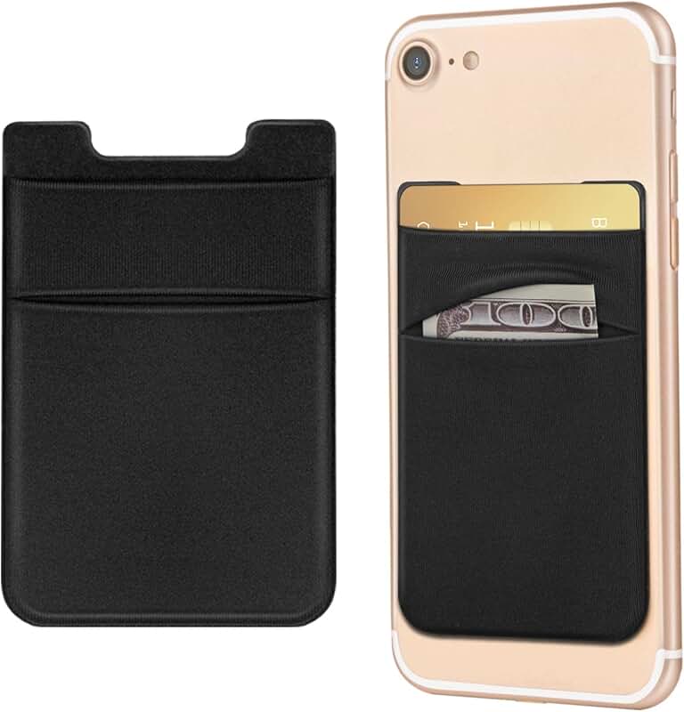 Two Black Stick-On Wallet Sleeves for Phones