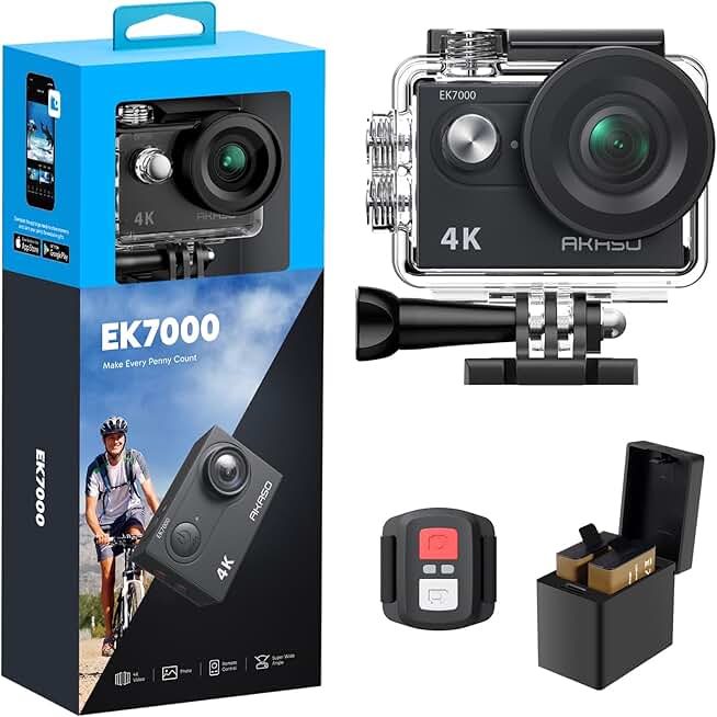 4K Action Camera with Waterproof Case and Remote
