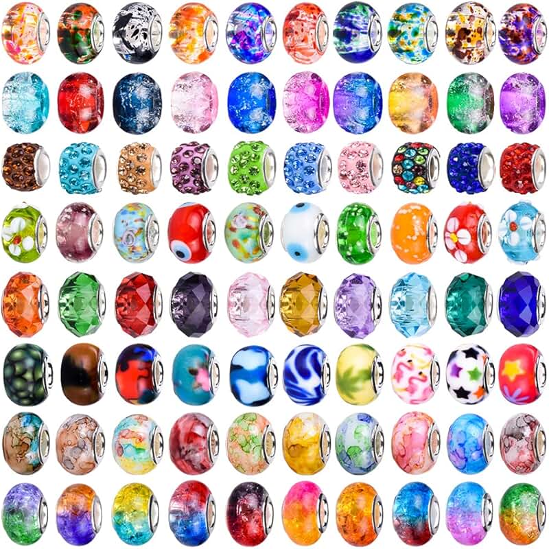 120 Assorted European Craft Beads for Jewelry Making