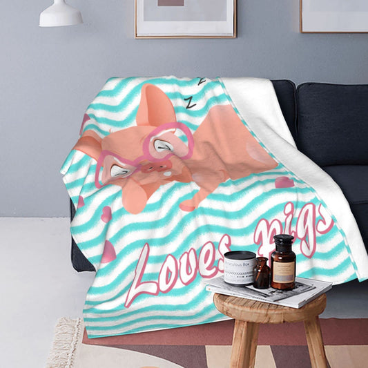 Just A Girl Who Loves Pigs Blanket 50"X40" ,Lightweight Flannel Fleece Throw Blanket for Couch Bed Sofa,Pigs Gifts for Girls.