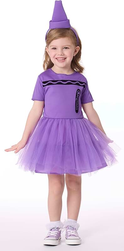 Toddler Purple Dress Costume with Tutu and Crayon Headband