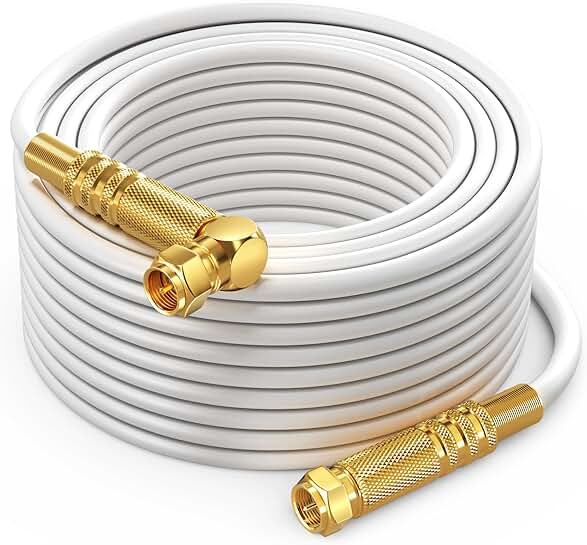 100 Feet RG6 Quad Shield Coaxial Cable with 90° Angled Connector