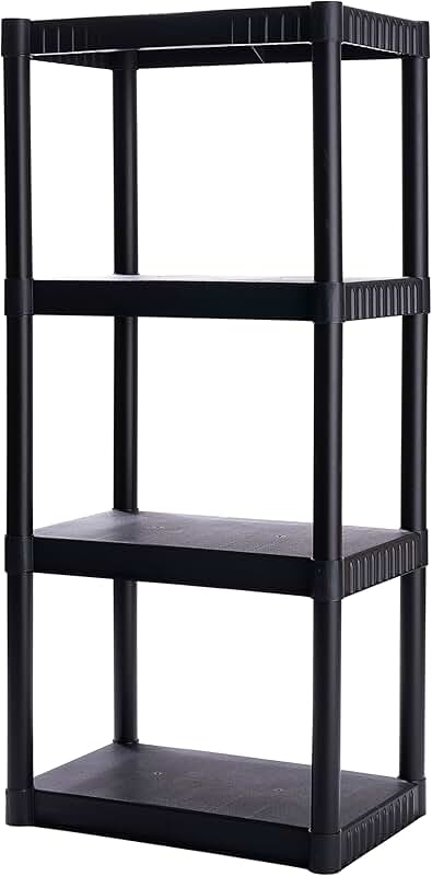 4-Shelf Plastic Storage Shelving Unit, 48x23x14, 200lb