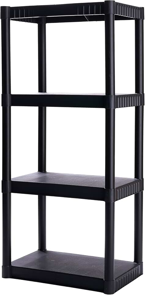 4-Shelf Plastic Storage Shelving Unit, 48x23x14, 200lb