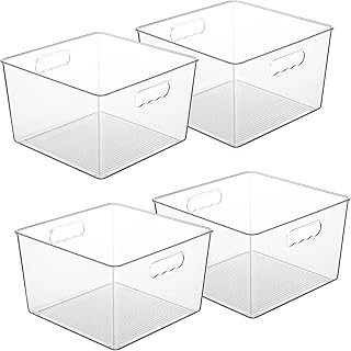 4 Large Clear Plastic Storage Bins with Handles