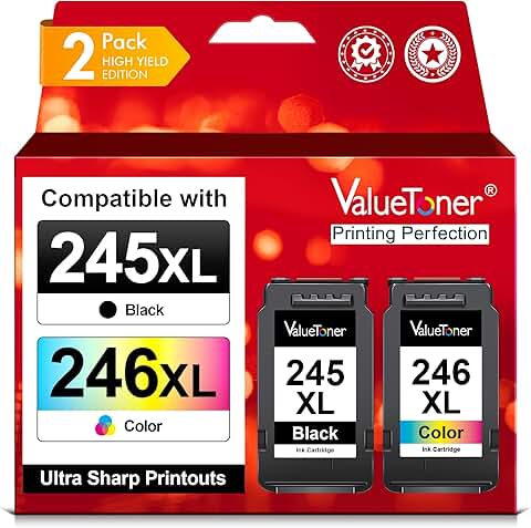 Black and color ink cartridge replacement for compatible printers