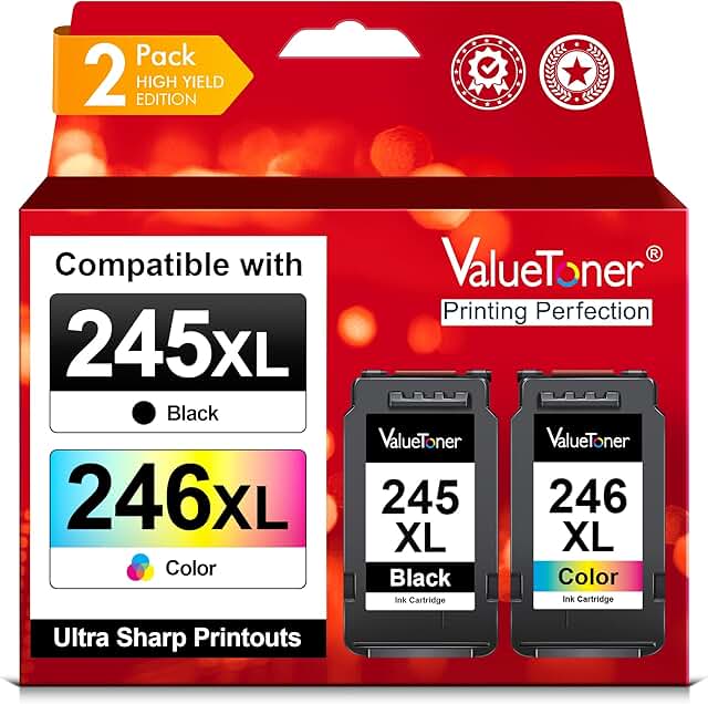 Black and color ink cartridge replacement for compatible printers