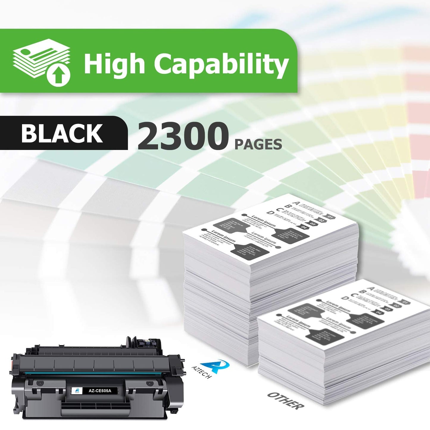 Compatible Toner Cartridge Replacement for HP CE505A 05A HP P2035 P2035N P2055DN 2055DN 2035N P2030 P2050 P2055D P2055X 2055D 2055X Printer (Black 2-Pack)