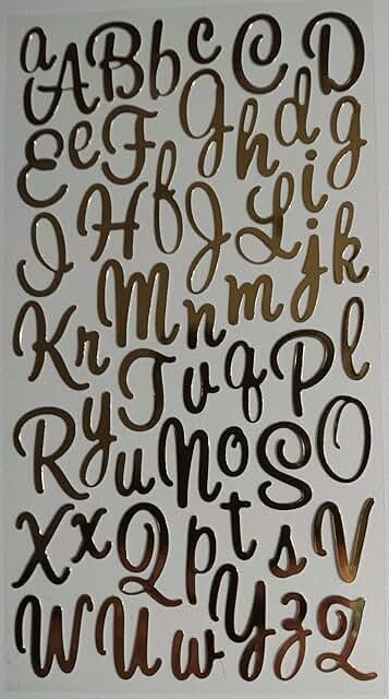 Small gold foil alphabet stickers, 52 pieces