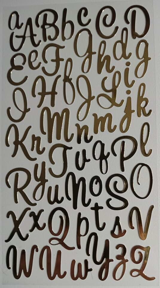 Small gold foil alphabet stickers, 52 pieces