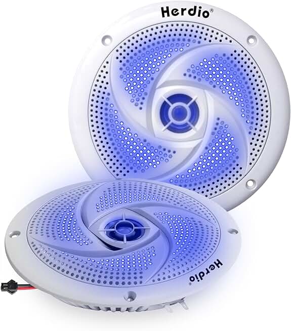 Waterproof 6.5 Inch Marine Speakers, 2-Way, White, Pair