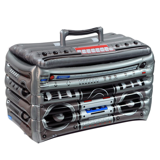 Novelty Inflatable Boom Box Drink Beverage Cooler for Summer Beach 80s Theme Retro 1980s Party Decorations, 24 Wide x 16 Tall, Multicolored, One Size