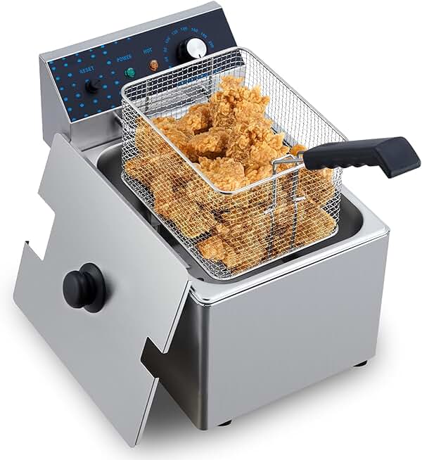 8L Deep Fryer with Lid and Adjustable Settings