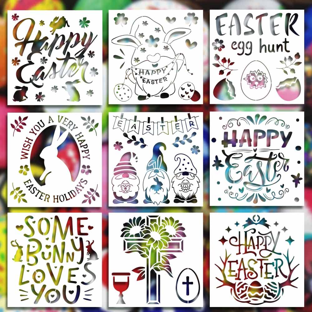 9 Pieces Reusable Painting Stencils with Elf Blessing Words