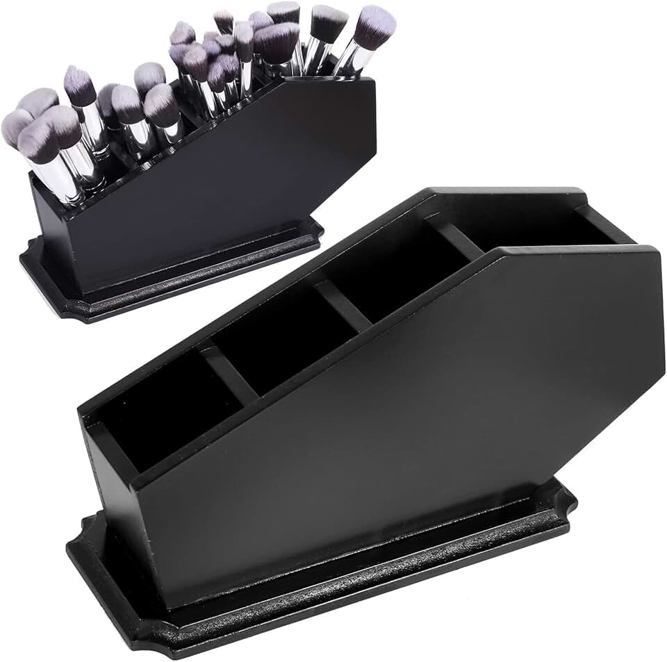 Gothic Wooden Coffin Brush Holder for Vanity