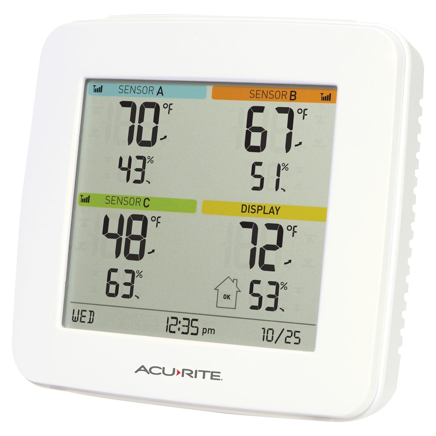 01094M Temperature & Humidity Station with 3 Indoor/Outdoor Sensors, White