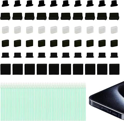 60 Pack USB C Dust Plugs with Foam Swabs