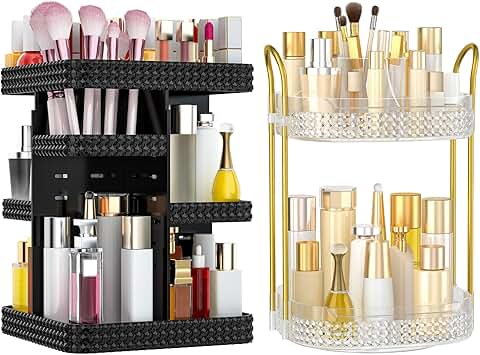 360° Rotating Makeup and Perfume Organizer, 2 Pieces