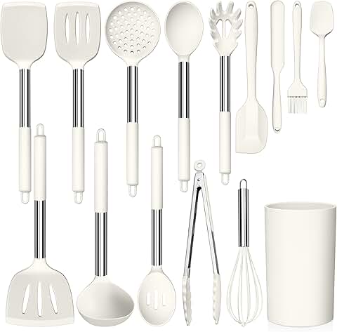 15-Piece Silicone Kitchen Utensil Set with Holder