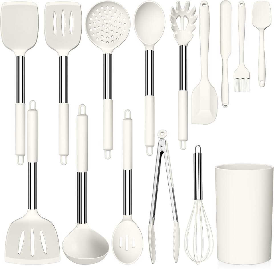15-Piece Silicone Kitchen Utensil Set with Holder